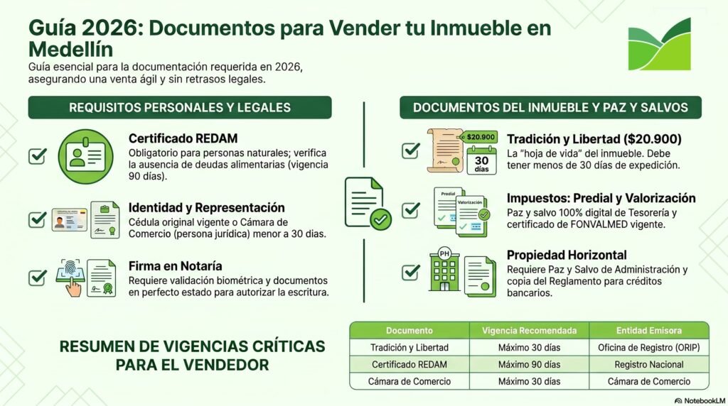 Documentos para vender un inmueble en Medellín en 2026